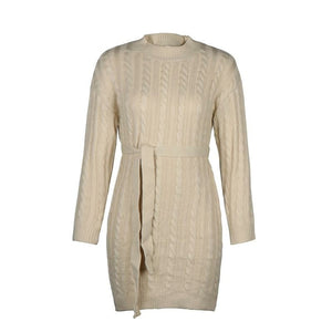 Autumn Winter Long Sleeve Sexy High Waist Knitted Short Dress