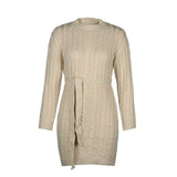 Autumn Winter Long Sleeve Sexy High Waist Knitted Short Dress