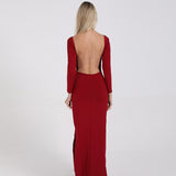 JÎRRA open back split long sleeve and floor dress