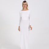 JÎRRA open back split long sleeve and floor dress