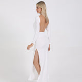 JÎRRA open back split long sleeve and floor dress