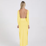 JÎRRA open back split long sleeve and floor dress