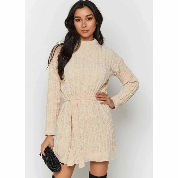 Autumn Winter Long Sleeve Sexy High Waist Knitted Short Dress