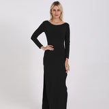 JÎRRA open back split long sleeve and floor dress