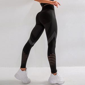 Women Leggings Fitness High Waist Push Up Patchwork Hollow Out Spandex Leggin Seamless Femme Leggings