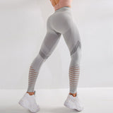 Women Leggings Fitness High Waist Push Up Patchwork Hollow Out Spandex Leggin Seamless Femme Leggings