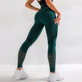 Women Leggings Fitness High Waist Push Up Patchwork Hollow Out Spandex Leggin Seamless Femme Leggings